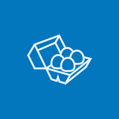 Eggs in carton package line icon.