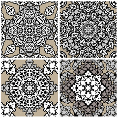 Set of squared backgrounds - ornamental seamless pattern. Design
