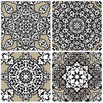 Set of squared backgrounds - ornamental seamless pattern. Design
