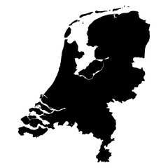 Netherlands black map on white background vector - obrazy, fototapety, plakaty