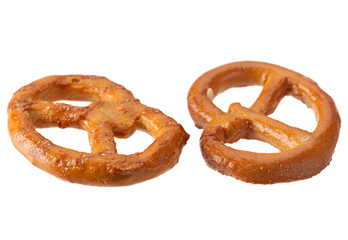 Pretzel snack on white