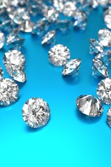 Luxury diamonds on blue background