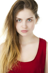 Fototapeta premium Portrait close up of young beautiful blonde woman