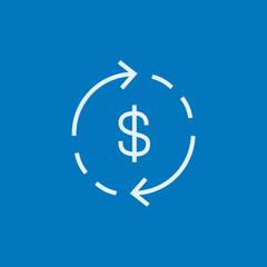 Dollar symbol with arrows line icon.