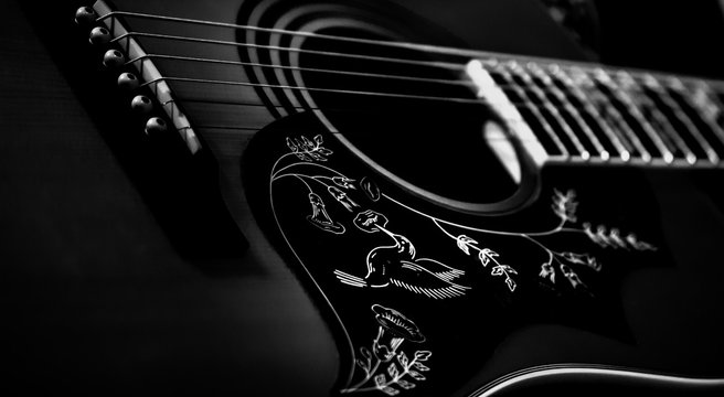 Westerngitarre, schwarz wei&szlig;