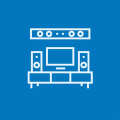 Obraz premium TV flat screen and home theater line icon.