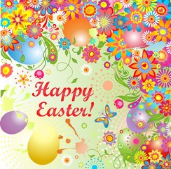 Easter greeting with painted eggs