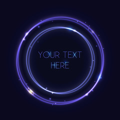 Purple Glowing Double Rings - vector eps10 abstract background