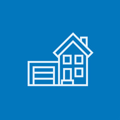 House with garage line icon.