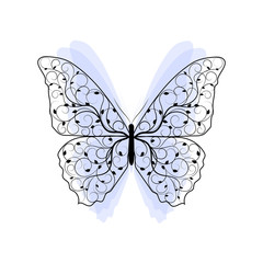 Beautiful butterfly with plant pattern.