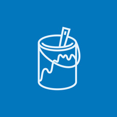 Paint brush in the paint tin line icon.