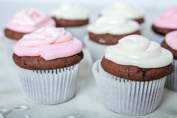Cupcakes with sour cream frosting on top