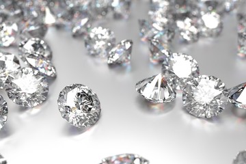 Luxury diamonds on white background