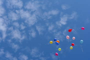 Color air balloon on blue sky background