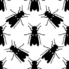 Seamless pattern with Wasp . hand-drawn Wasp . Vector 