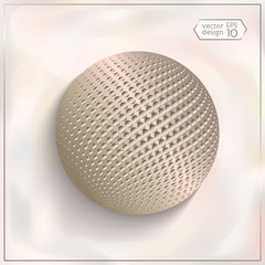 3d sphere with Halftone-Effect in the background on a bokeh fog background