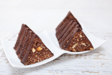 Homemade toblerone like chocolate snack