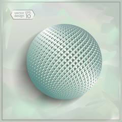 3d sphere with Halftone-Effect in the background on a bokeh fog background
