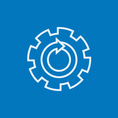 Gear wheel with arrow line icon.