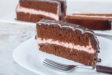 Chocolate cake with strawberry filling