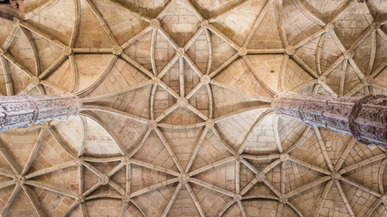 Ceiling of the Hieronymus monastery a popular place for tourist in Lisbon Portugal