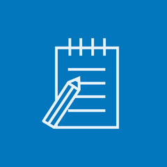 Writing pad and pen line icon.