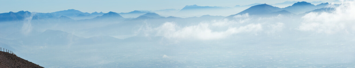Morning cloudy top view of Naples city (Italy).