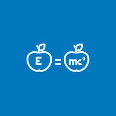 Two apples with formulae line icon.