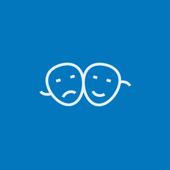 Two theatrical masks line icon.