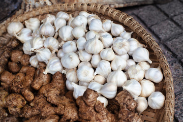 Ginger with garlic. Organic food.