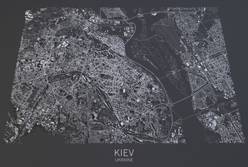 Cartina Kiev, vista satellitare, città, Ucraina