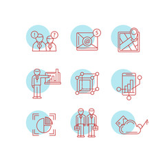 Modern thin line icons set for business