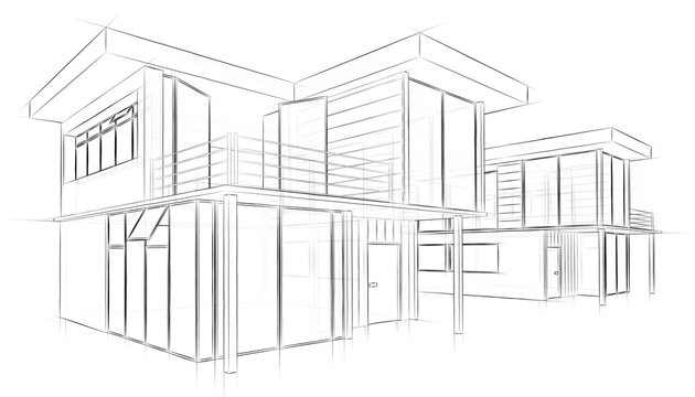 Architektur Skizze Zeichnung Haus