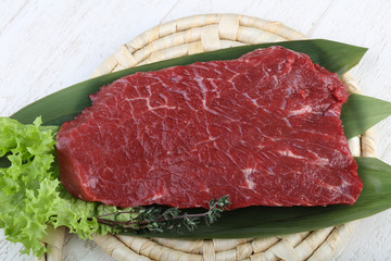 Raw beef steak