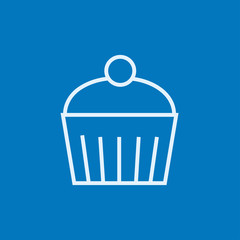 Cupcake with cherry line icon.