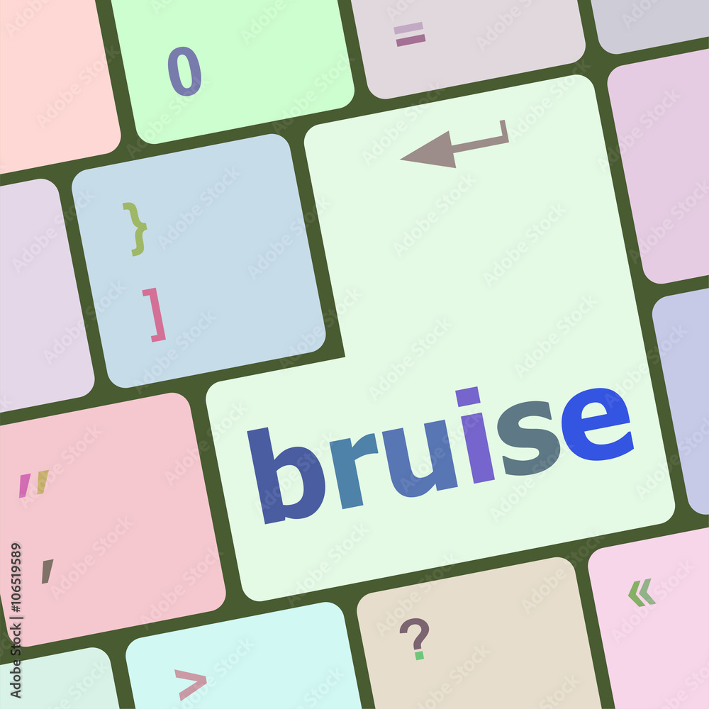 Poster button with bruise word on computer keyboard keys vector illustration