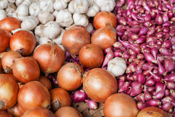 Garlic and onion. Vegetables background.
