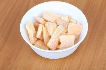 Cutting parmesan cheese