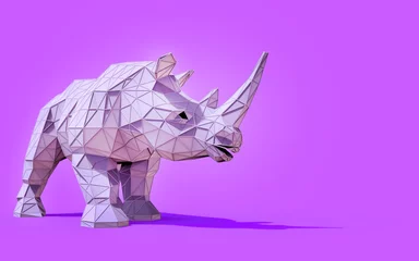 Papier Peint photo Lavable Rhinocéros Origami Rhino Low Poly et conception créative