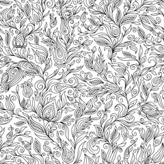 Sewing fabric with Pattern for coloring book. Ethnic, floral, retro ...