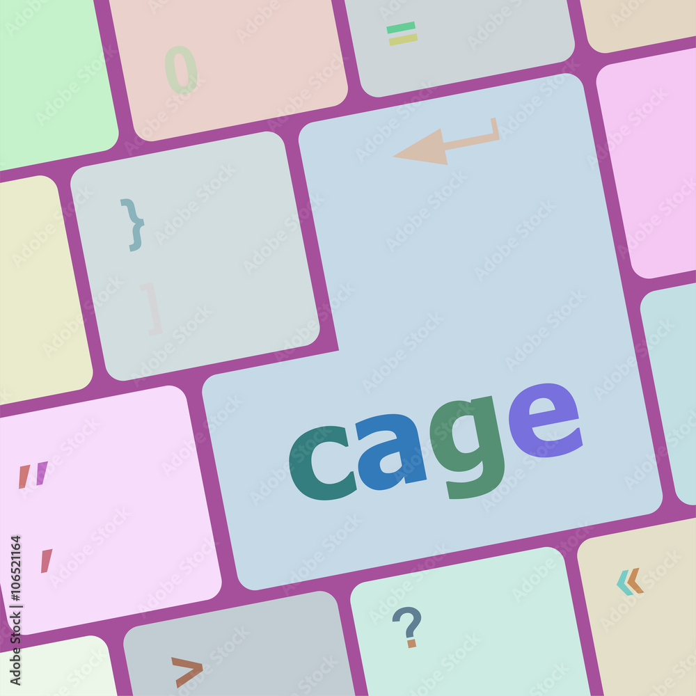 Poster cage key on computer keyboard keys button, keyboard button vector illustration