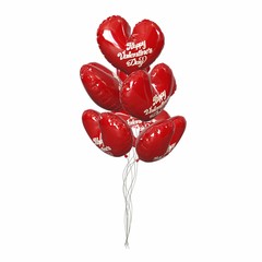 Party balloons red balloon modern holiday. Heart shape. 3d illustration