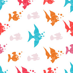 Vector illustration of a seamless pattern of fish