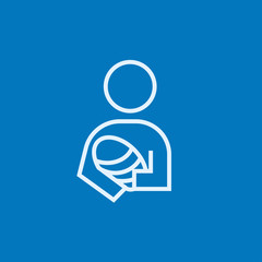 Woman holding baby line icon.