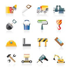Building and construction tools icons - vector icon set
