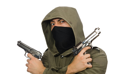 Fototapeta premium Masked man in criminal concept on white