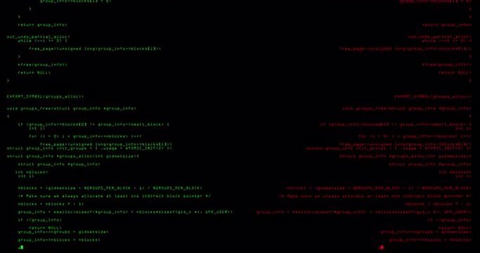 computer terminal display computing random text generations scrolling down the page