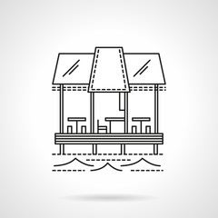 Cafe on pier flat line vector icon