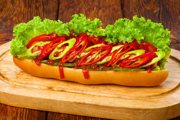 American food - spicy hot dog with chili