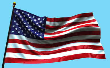 Fototapeta premium Beautiful flag of the USA waving in the wind